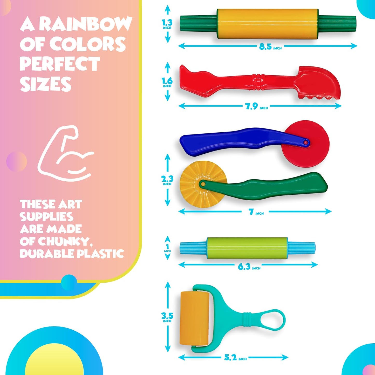 DIMROM Clay and Play Dough Tools Set, 6 Pieces, Plastic, Ages 3+, Model MC-706