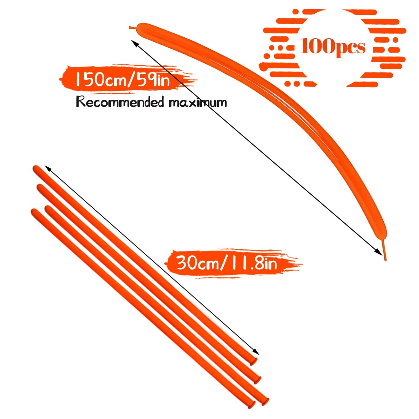 Lxzfcrg 260 Balloons Orange Long Balloons For Balloon Animals, Thickening Long Skinny Latex Twisting Balloon For Balloon Garland
