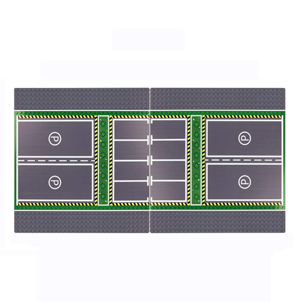 Parking Lot Baseplate 10' X 10' - Building Brick Base Plate Compatible For All Major Brands,For City Roads, Towns And Garages Kids Blocks Toy (2 Parking Lot Baseplate)