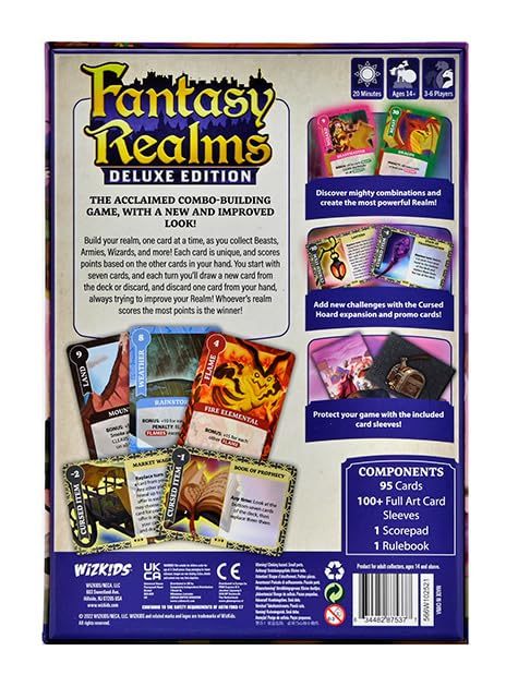WizKids Fantasy Realms Deluxe Edition Board Game - Small, Purple, Plastic, Model 84077