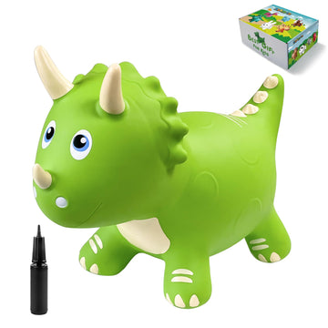 Hotmax Dinosaur Bouncy Hopper Toys, Bouncy Horse For Toddlers, Inflatable Ride On Bouncy Animals, Bouncing Triceratops For Kids, Birthday Gift For 18 Months 2 3 4 Year Old Boy Or Girl(Green)