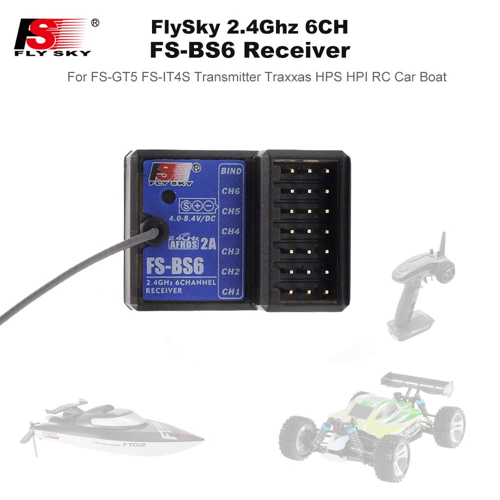 Globact Flysky Fs-Bs6 Receiver 2.4Ghz 6Ch Afhds2 For Flysky Fs-Gt5 Rc Car Boat Transmitter
