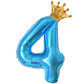 40 Inch Light Blue Number 4 And Mini Crown Balloon For 4Th Birthday Party Decorations, Light Blue Birthday Party Balloons Decora
