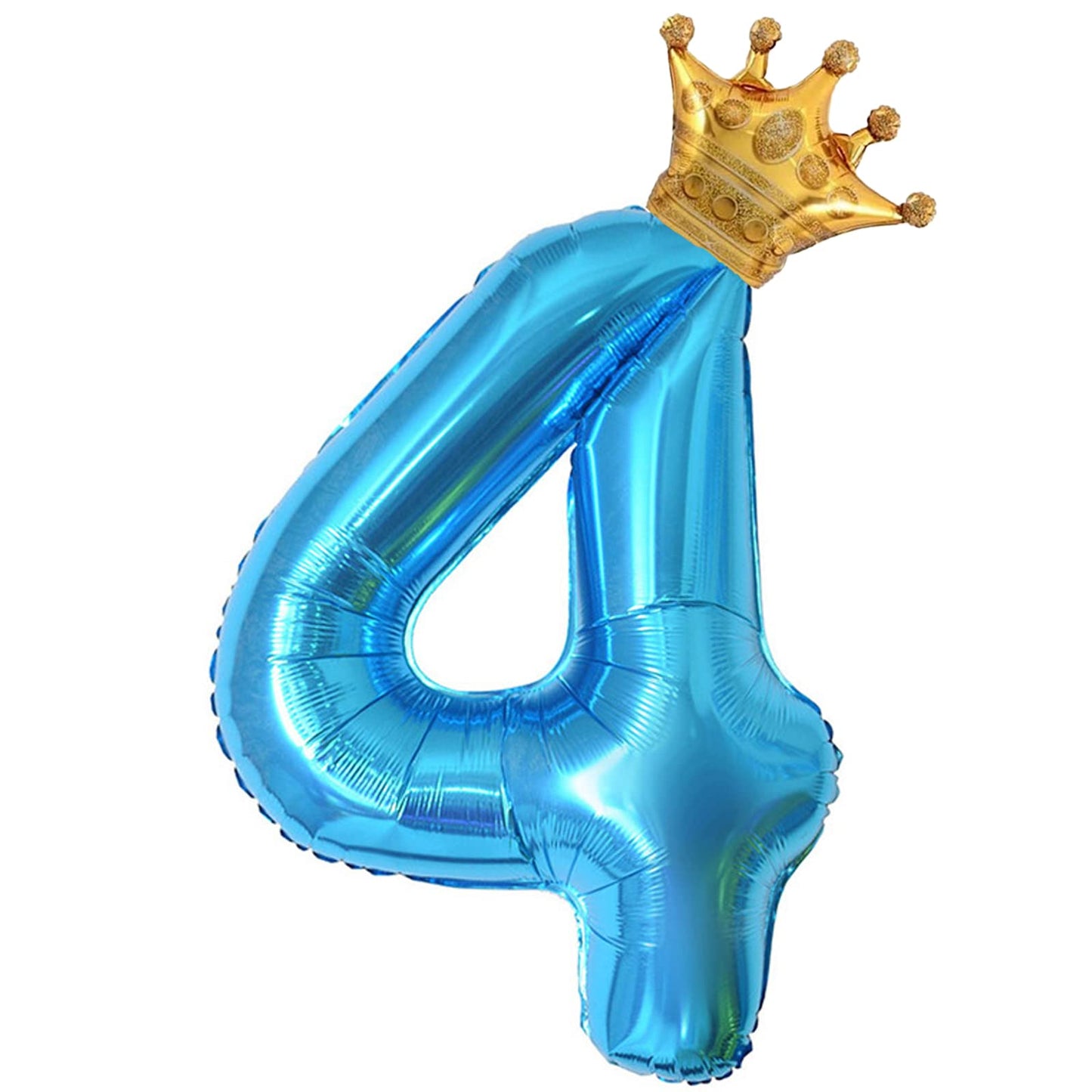40 Inch Light Blue Number 4 And Mini Crown Balloon For 4Th Birthday Party Decorations, Light Blue Birthday Party Balloons Decora