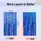 EUFARS Blue Foil Fringe Curtain- 4 Pack of 3.2x8.2ft Blue Streamers Backdrop Curtains for Blue Party Decorations Blue Photo Boot