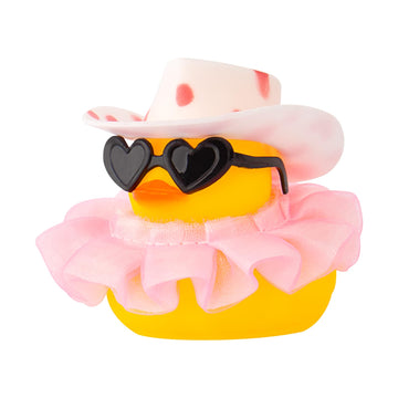 wonuu Car Decorations Cowboy Rubber Ducks, Car Ornament Ducky for Dashboard Accessories with Cowboy Hat, Black Plastic Glasses, 