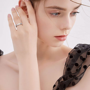 Hoohwe Spinner Rings For Anxiety,S925 Sterling Silver Fidget Anxiety Worry Relieving Boredom Adhd Autism Band Rings For Women (7