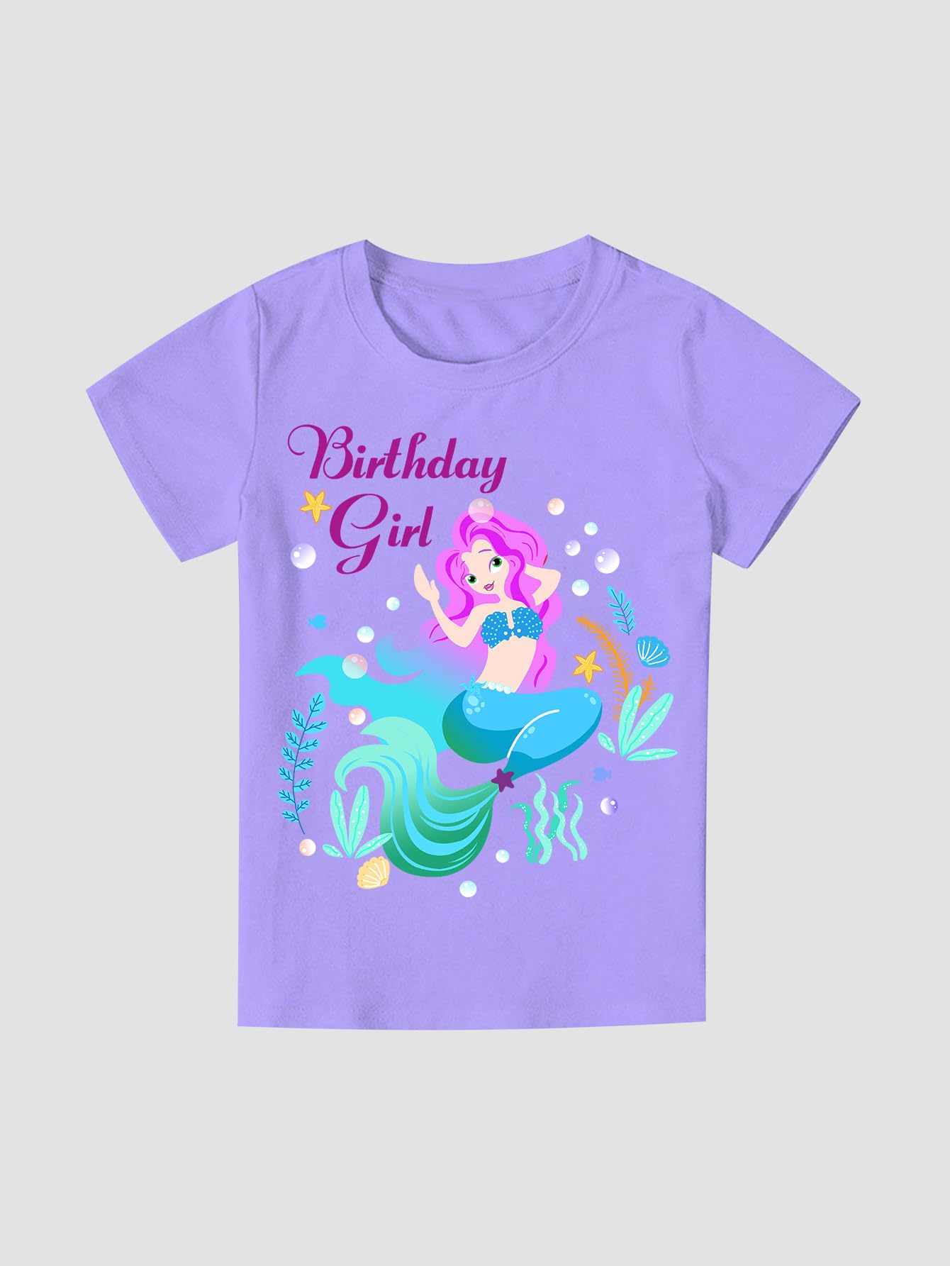 Doctor Unicorn Birthday Girls Mermaid Outfit Set Costume Tutu Skirt Dress, Mermaid Birthday Shirt, Headband & Satin Sash (Purple-1, 8-9 Years)