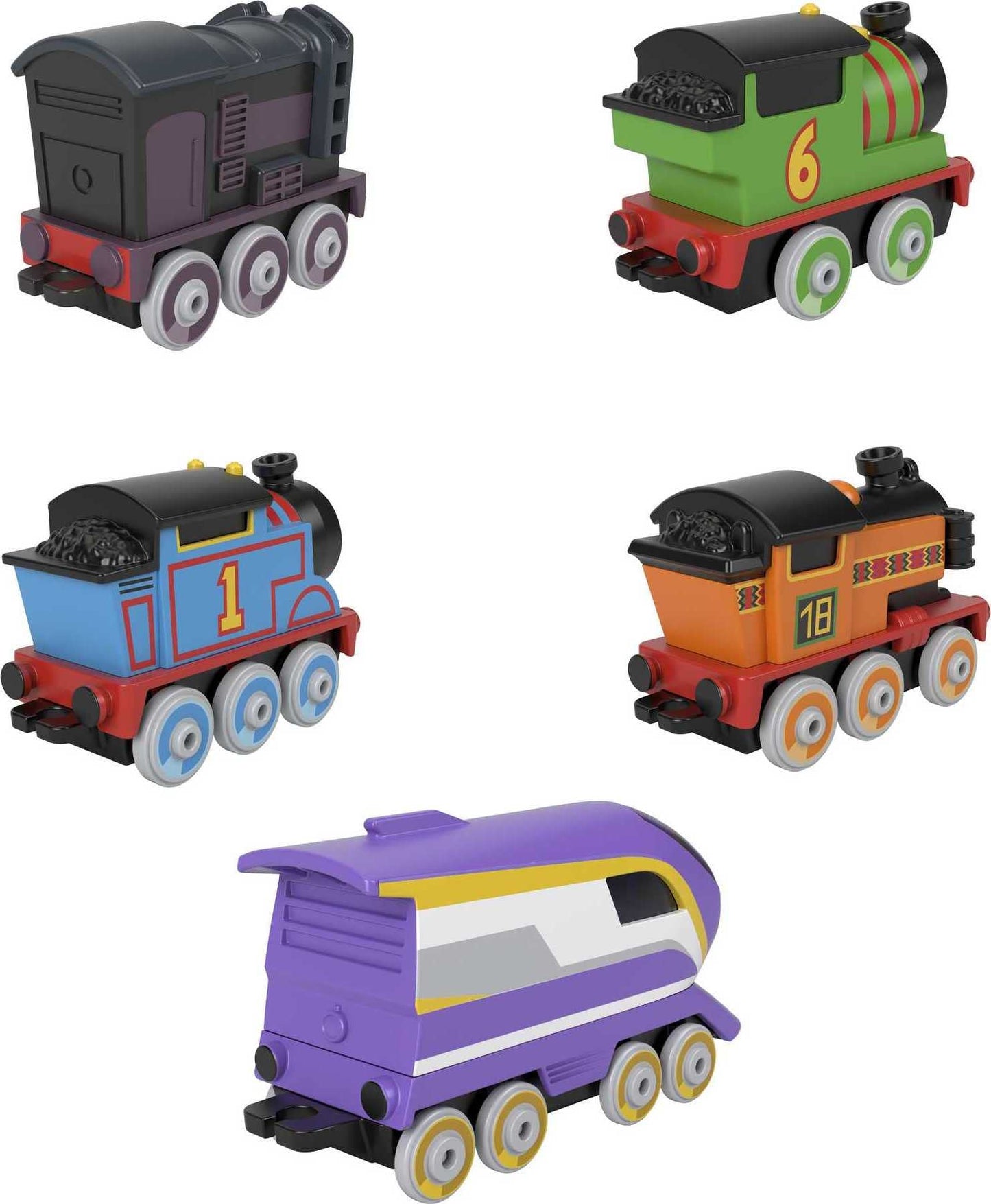 Fisher-Price Thomas & Friends Engine Pack - Set of 5 Push-Along Toy Trains for Kids, Multi Color, Ages 3+ (Model HBY23)