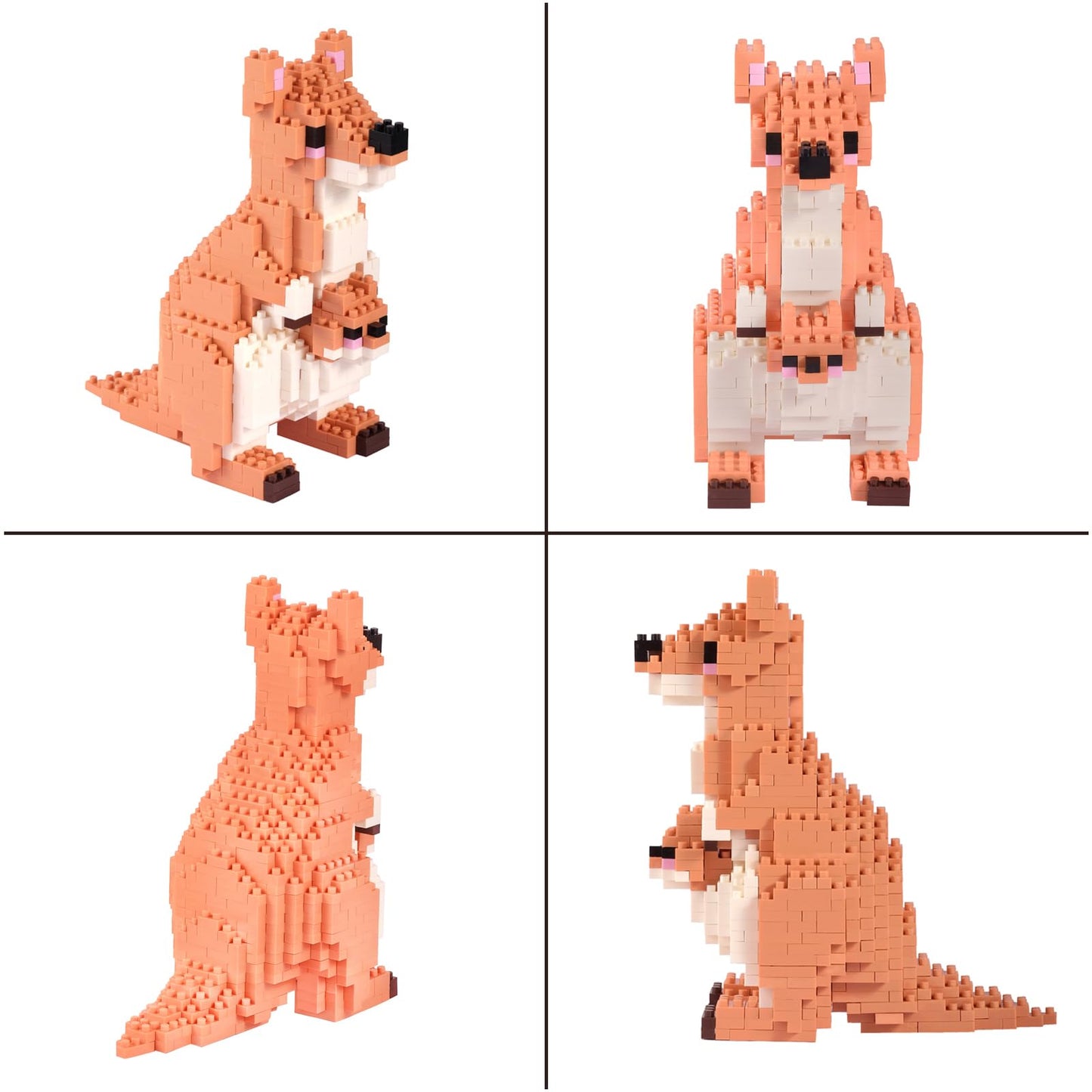 Larcele Animal Series Micro Building Blocks Animal Set, Diy Mini 3D Building Toy Bricks,899 Pieces Kljm-07 (Kangaroo)