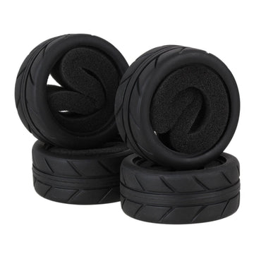 BQLZR 2.56'' OD Black RC 1:10 Arrows Pattern Rubber Tyre Tire fit On Road Racing Car Pack of 4