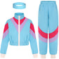 Sizgaroot 80S 90S Retro Windbreaker Set Girls Workout Costume Outfit Track Suit For Girls (Blue, 9-10 Years)