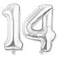 Flyloons 14 number Silver Foil Balloon 16 inch Size Birthday Decoration Items Pack of 2 | 14th Year Balloons | Fourteen