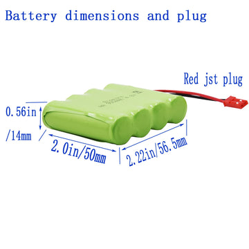 Blomiky 2 Pack JST 4.8V 800mAh Ni-Cd Rechargeable Battery Pack with JST Plug and 2 USB Charger Cable Replacment for Kolegend 1/1