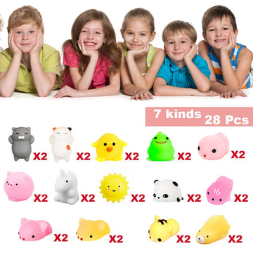 Umeelr 28 Packs Valentine Squishies Mochi In Hearts With Cards, Cute Mochi Squeezes Valentines Day Gifts Squishies Toys For Kids Classroom Exchange Prize Supplies