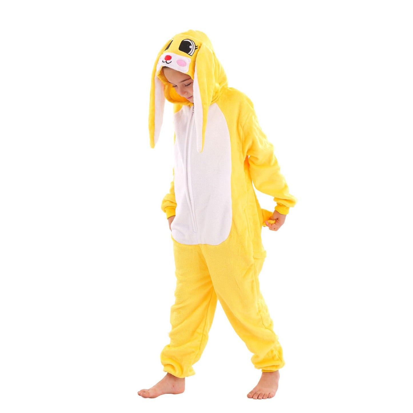 TYONMUJO Animal Onesie Costume for Kids Halloween Costumes for Girls Boys Cosplay Outfit Rabbit Bunny Yellow 130