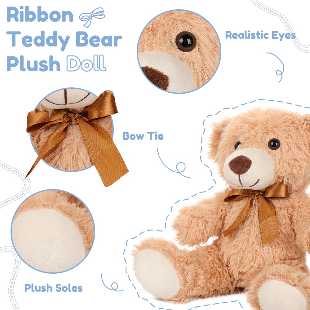 Seyomi Plush Teddy Bear Stuffed Animal, 6 Packs 13.7 Inches Teddy Bear For Baby Shower For Boys Girls Teddy Bear Bulk For Birthday Wedding Party, Light Brown