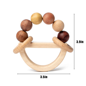 Baby Rattles 0-6 Months Wooden Toys For Babies 6-12 Months Montessori Wood Color Baby Rings For Newborn 0 3 6 12 Month Toddler Toys 1-3