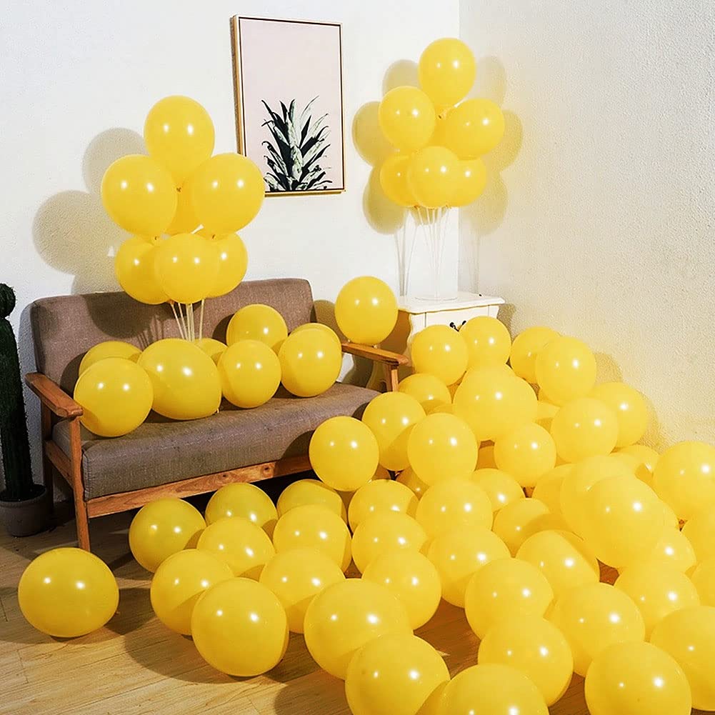 Abbaoww 100 Pcs Yellow Balloons 10 Inch Strong Latex Balloons For Party Decoration, Birthday, Wedding, Anniversary, Christmas And Arch Supplies