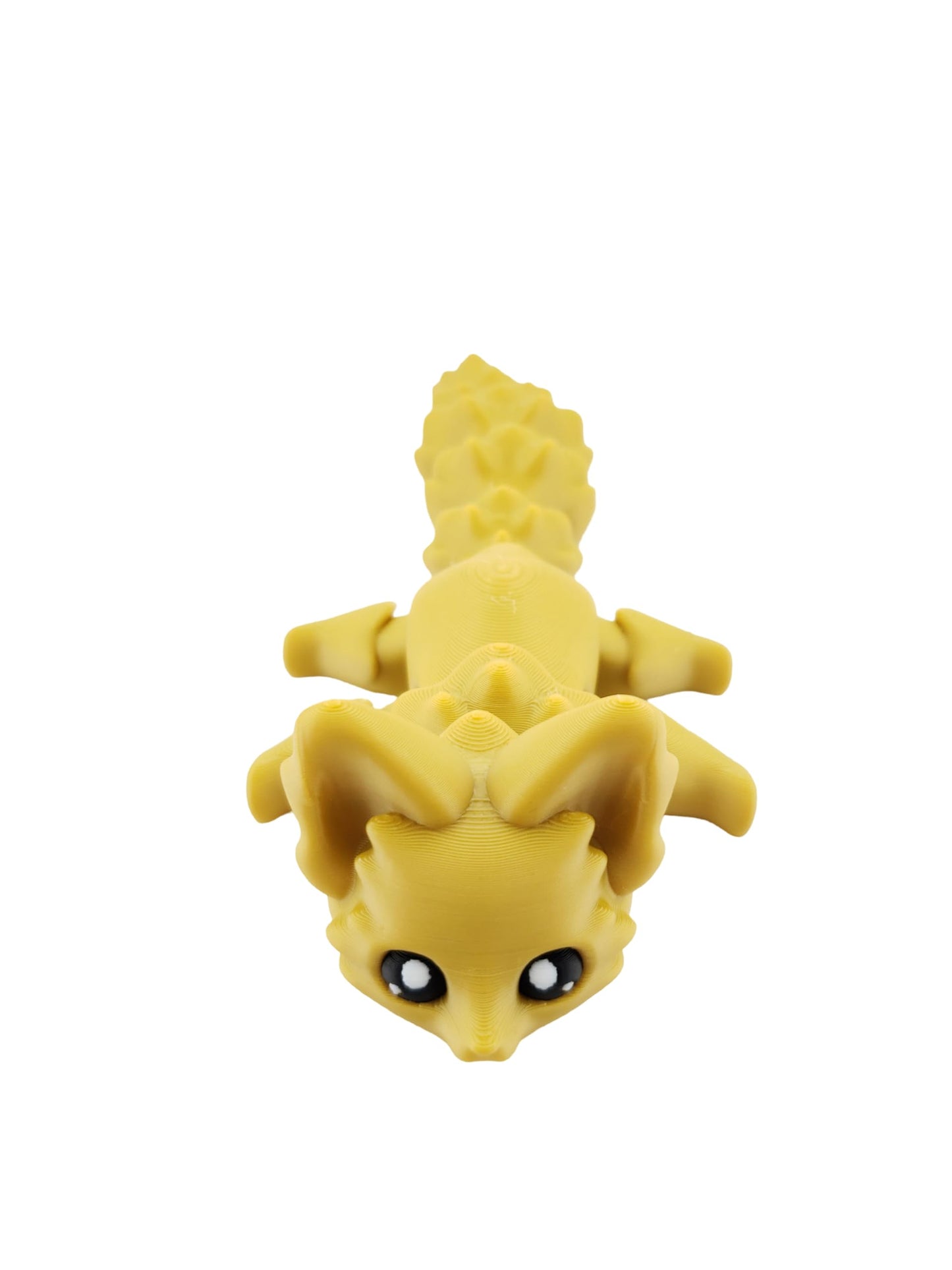 Cute Fox Desk Buddy, Articulated 3D Printed Fidget, 7.5 Inches, Authorized Seller (Gold)