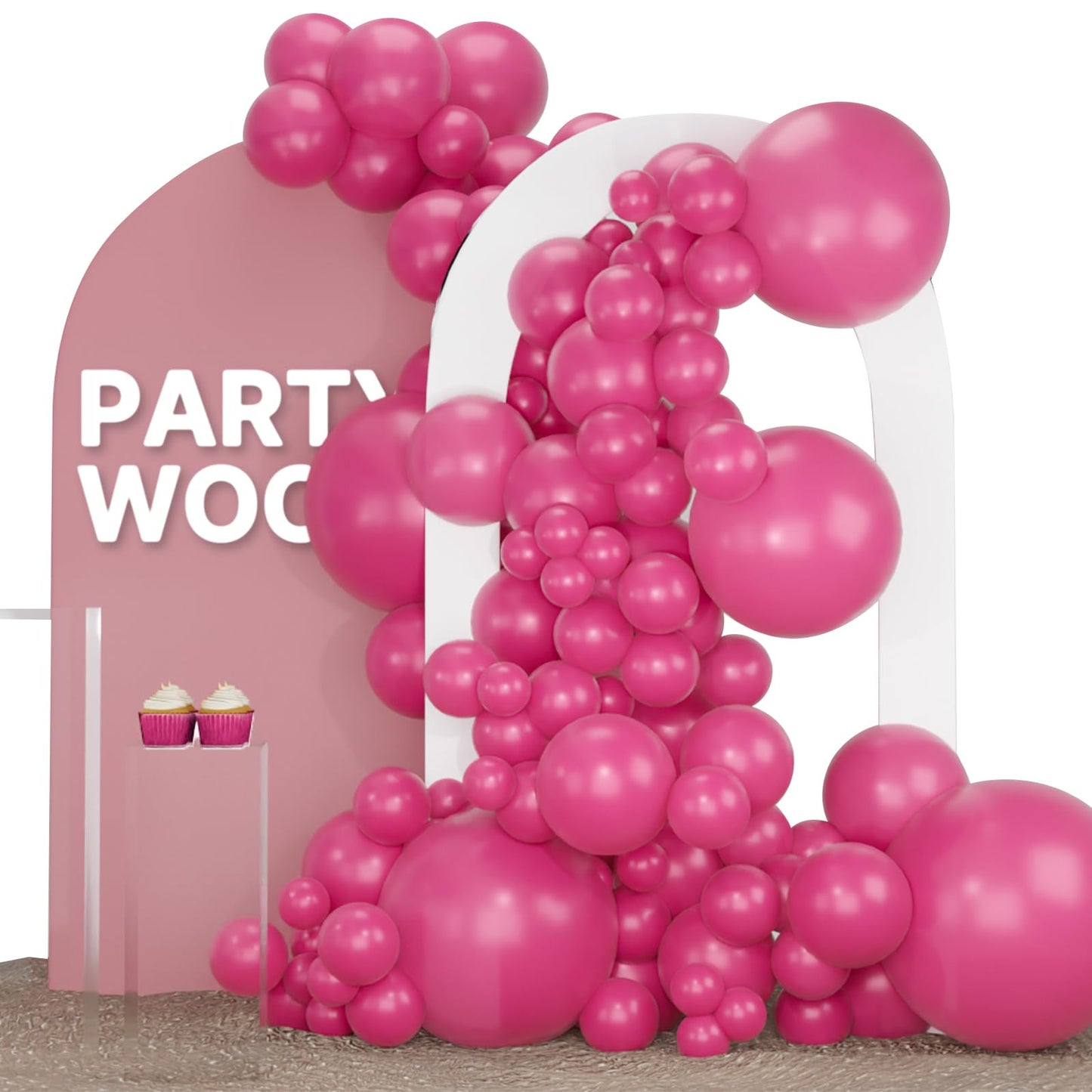 Partywoo Hot Pink Balloons 120 Pcs Magenta Balloons Dark Pink Balloons Different Sizes Pack Of 18 12 10 5 Inch Balloon Arch Kit Balloon Garland For Valentine'S Day Princess Party Decorations Pink-Y12