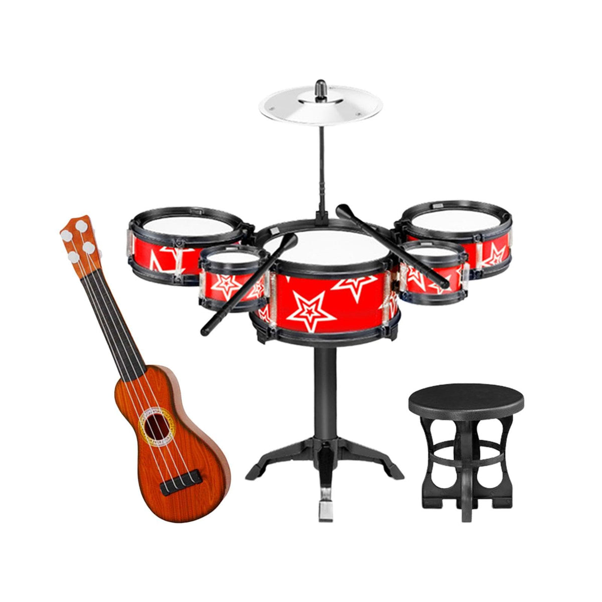 Simulation Kids Drum Toys Playset Jazz Drum Kits For Kids Boys Guitar Red Chair|Musical Instruments & Gear |Percussion |Sets & K