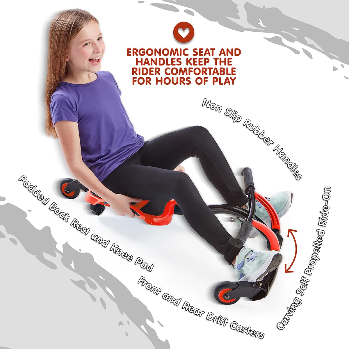 YBIKE Leap Self Propelled Ride On Drifting Racer Riding Toy for Boys and Girls Ages 4 - 9 - Red