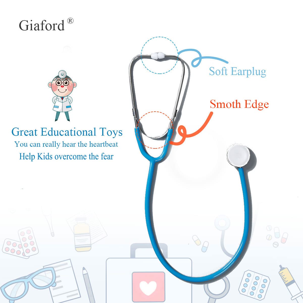 Doctor Coat for Kids with Stethoscope Toy Toddler Dress Up Costume for Boys and Girls  Age 7-8