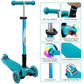 ChromeWheels Foldable Scooters for Kids, Deluxe Kick Scooter 4 Adjustable Height 132lbs Weight Limit 3 Wheel, Lean to Steer LED