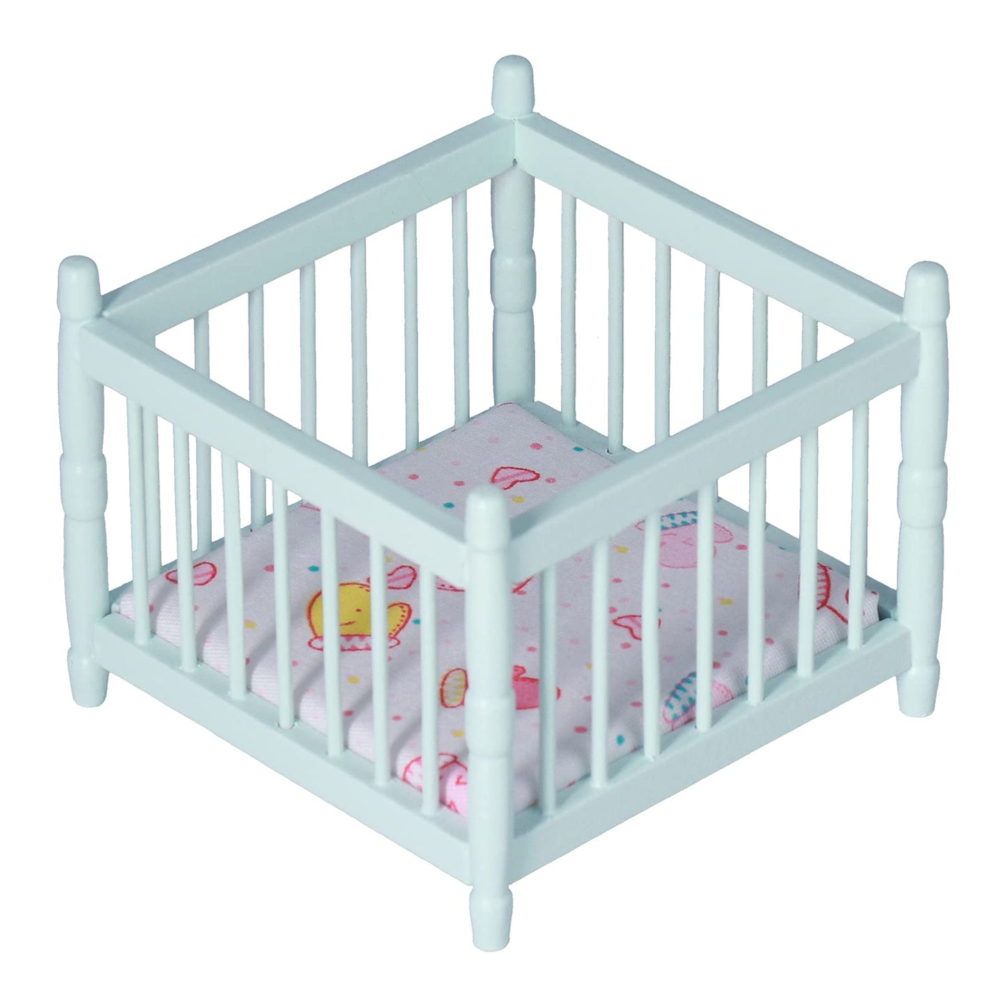 1:12 Scale Wooden Doll House Baby Bed Diy Miniature Doll House Mini Furniture Accessories With Mattress Square Bed Blue Children
