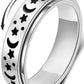Mhwtty Anxiety Ring For Women Fidget Ring Stainless Steel Spinner Rings Moon Star Fidget Rings Gift For Women Men Silver Size 10