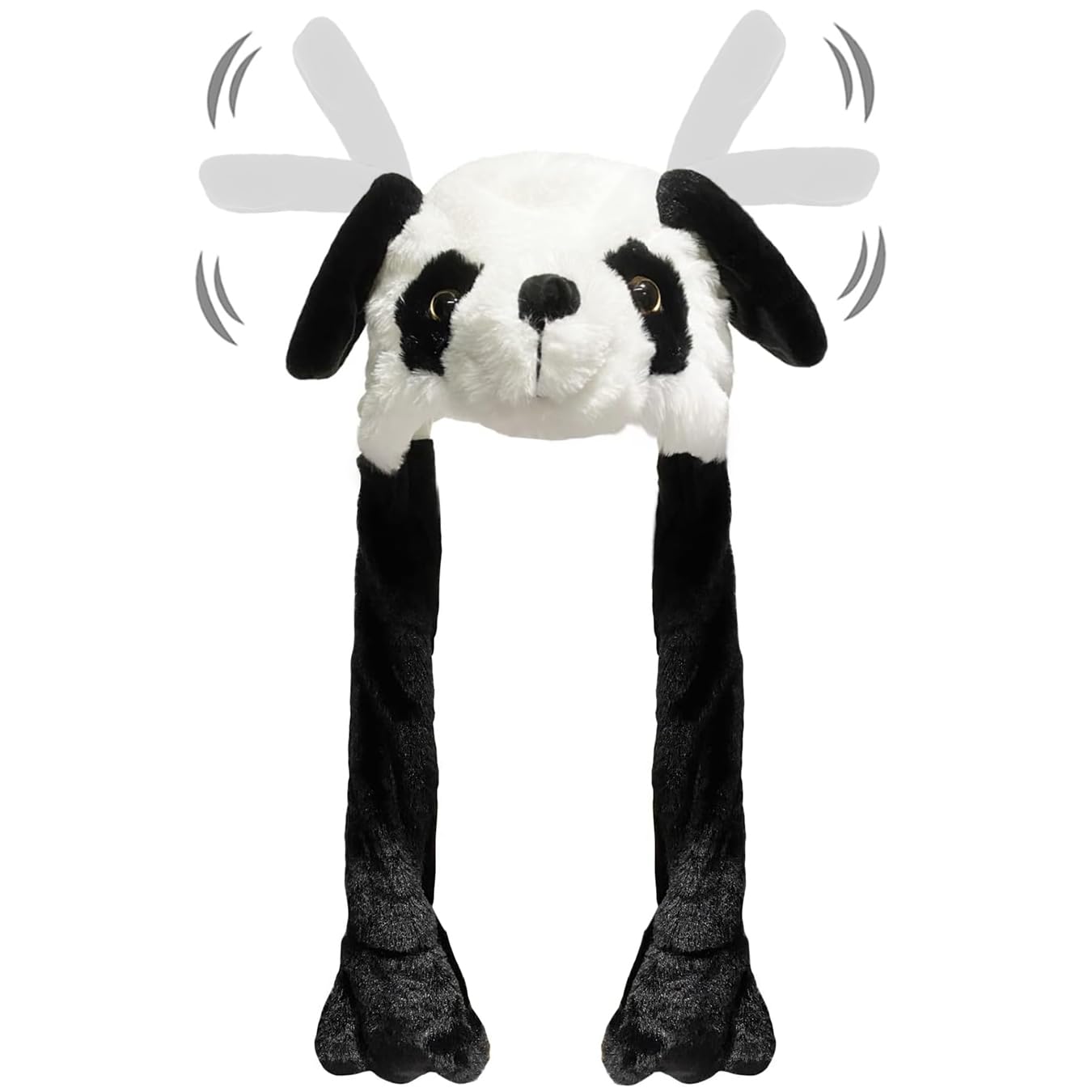 Ear Moving Jumping Hats Animal Plush Earflaps Movable dancing Ear Hat Cap for Halloween Easter Christmas Novelty Party(Panda)