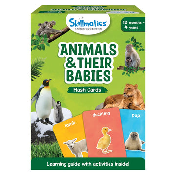 Skillmatics Thick Flash Cards For Toddlers - Animals & Their Babies, 3 In 1 Educational Game, Gifts, Includes Learning Activitie