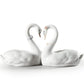 Lladró Swan Couple White Heart Glossy White Porcelain Figurine. Heart-Shaped Porcelain Swan Figurine.
