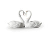 Lladró Swan Couple White Heart Glossy White Porcelain Figurine. Heart-Shaped Porcelain Swan Figurine.