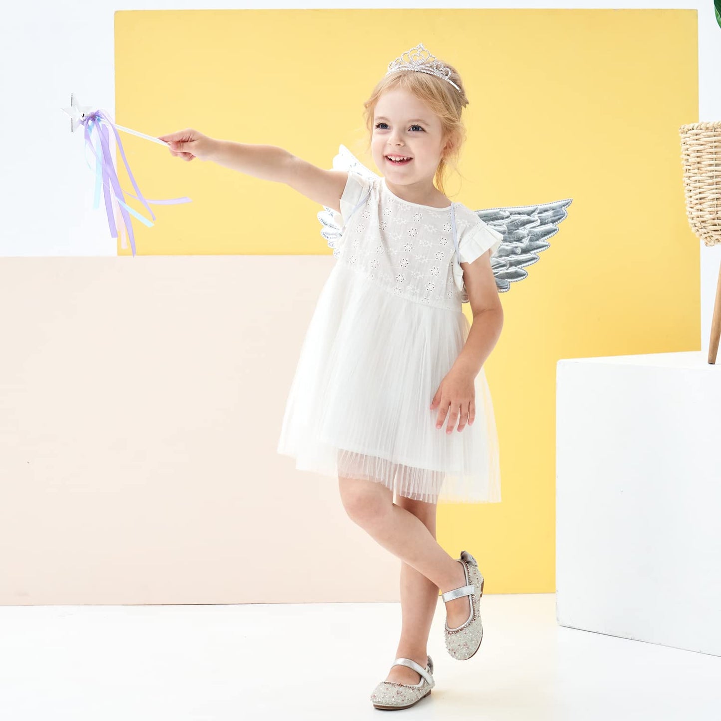 Fairywand Silver Unicorn Wings For Kids Princess Costume Accessories Birthday Halloween Party-Toddler