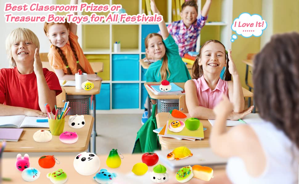 Budi Upgraded Coluans 30Pcs Kawaii Squishies Random Super Slow Rising Squeeze Fidget Toy Bun Phone Straps Stress Relief Toys For Adults Birthday Favors For Kids Treasure Box Pinata Pretend Play
