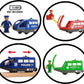 On Track Usa Wooden Train Set For Toddlers Battery Operated Action Rescue Trains With 3 Magnetic Motorized Engines And 6 Cars, Compatible With Thomas, Brio, Melissa And Doug