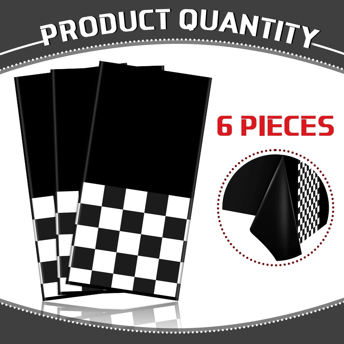 Irenare Car Birthday Party Supplies Racing Party Decorations Road Tablecloth Racetrack Table Runner Table Covers For Kids Boy Car Theme Birthday Party, 54 X 108 Inch (Black,6 Sheets)