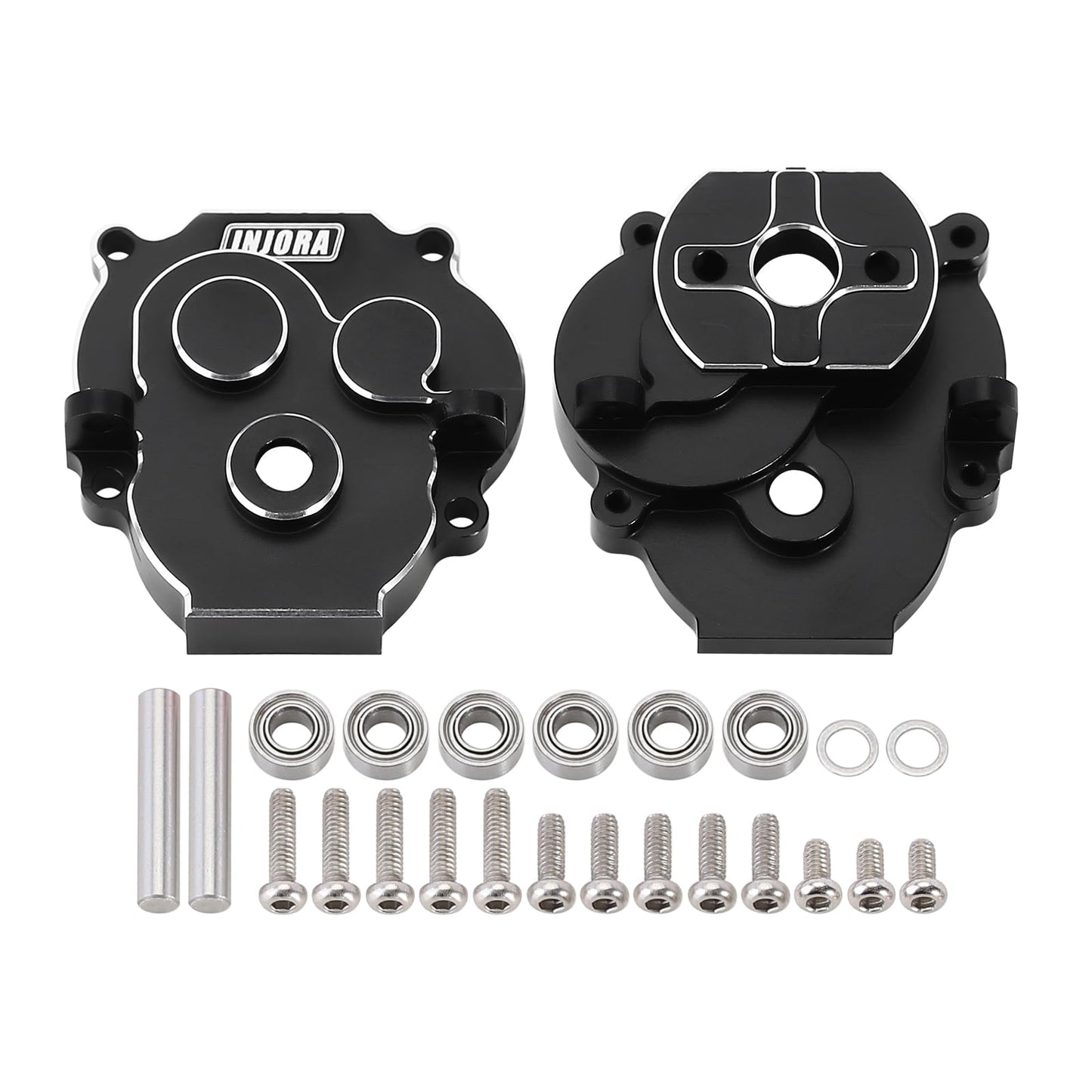 INJORA Transmission Housing with Bearings CNC Aluminum Gearbox Case Housing for 1/18 RC Crawler TRX4M Upgrade(Black)