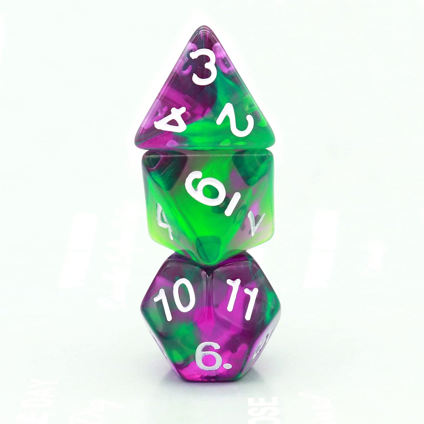 Haxtec 11 Piece Dice Set Extra D6 D20 Compatible with Dungeons and Dragons 5e RPG Games-Green Purple