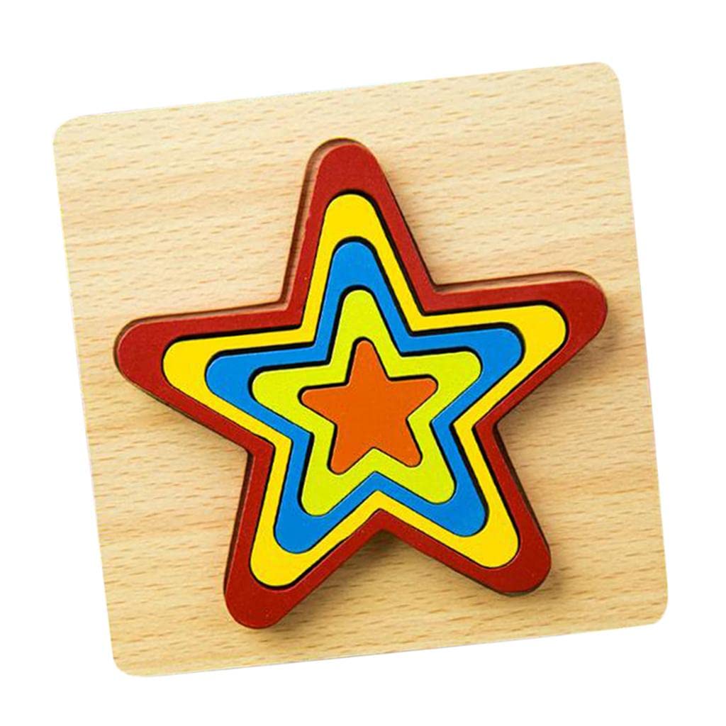 CALANDIS?Geometric Jigsaw Puzzle Kids Preschool Educational Toy Gift Star Shape | Preschool Toys & Pretend Play