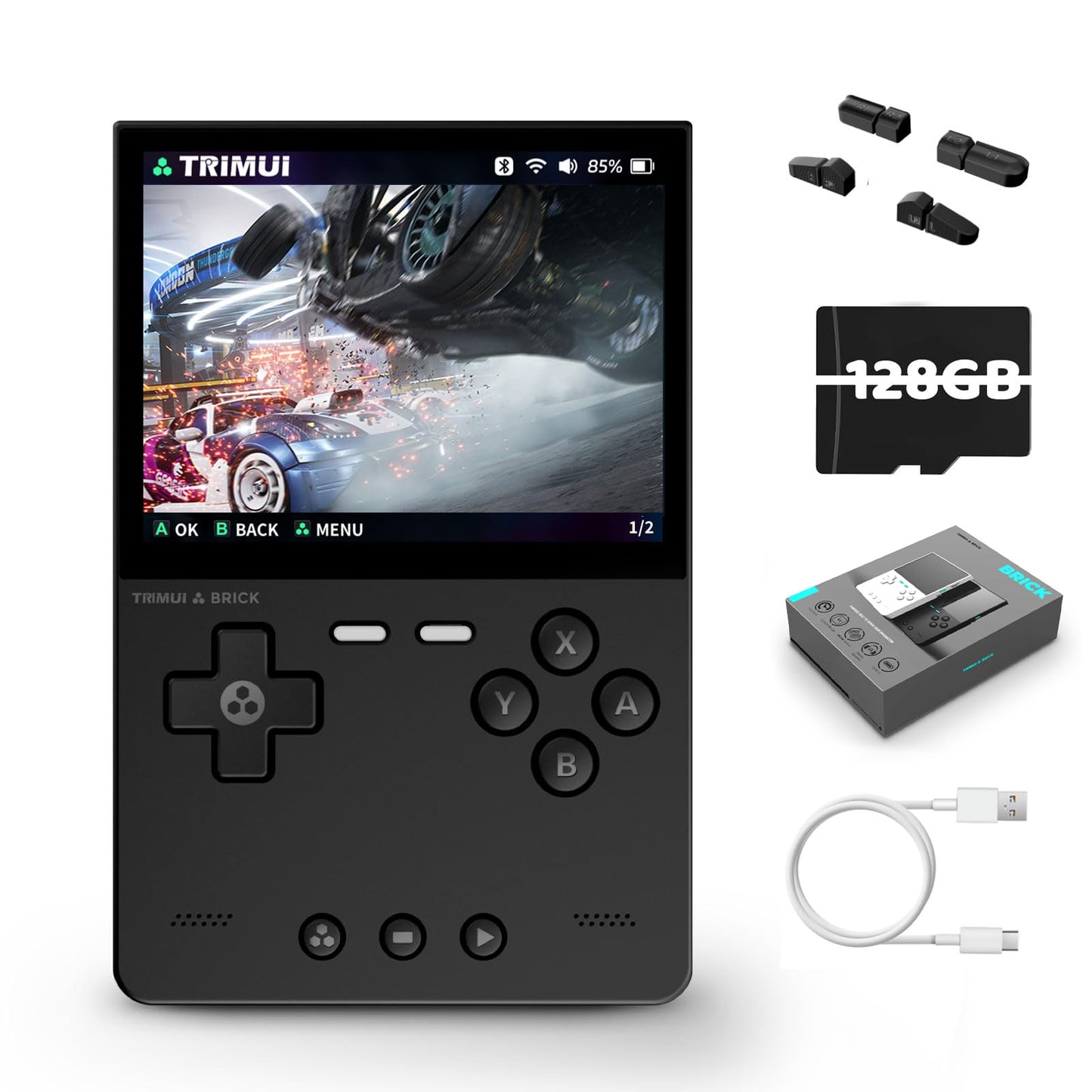 Trimui Brick Retro Game Console 3.2-Inches 1024x768 IPS Screen Built-in 128G TF Card Video Gaming Consoles 3000mAh Lithium Batte