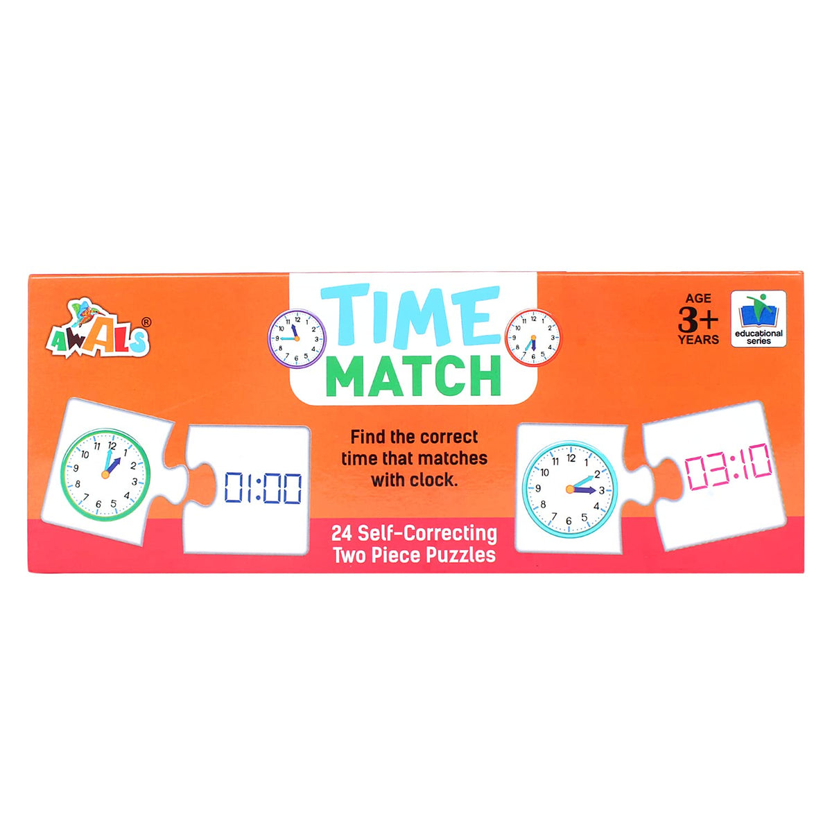 Supermarche SelfCorrecting Two Piece Jigsaw Puzzles For 3 Year Old Kids And Above (Time Match)