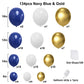 Blue And Gold Balloons Arch Garland Kit, 134Pcs Navy Blue Gold White Balloons With Different Size For Graduation, Birthday, Anni