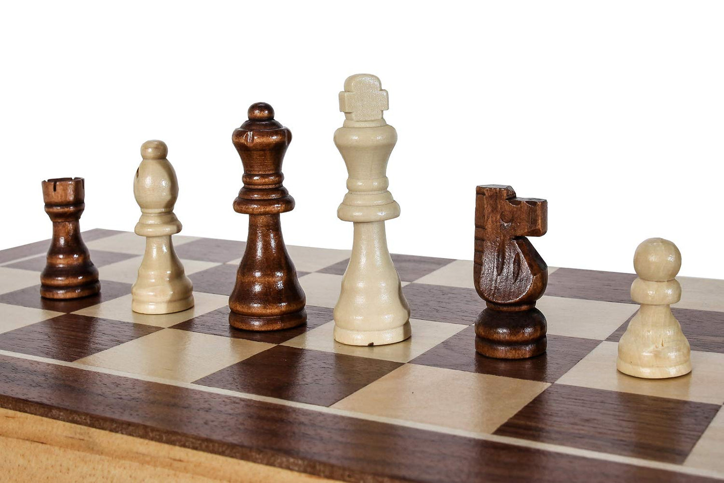 Fun+1 Toys! Wooden Chess Set For Adults And Kids, 15 '' Portable Chess Board Set With Chess Pieces & Drawstring Bag