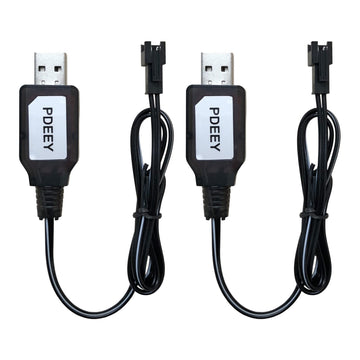 Sm2P Charger For 7.2V Ni-Cd Ni-Mh Battery Huina 1550 15 Channel Rc Excavator Rc Cars Toy, Usb Charging Cable Cord 2-Pack