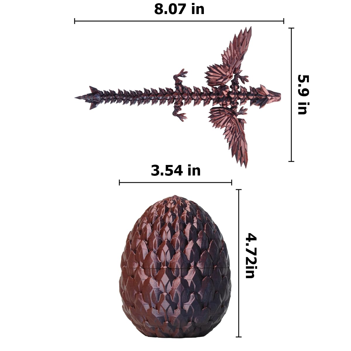 Aumeiller 3D Printed Dragon With Wings,Dragon In An Egg,Articulated Winged Dragon,Executive Desk Toys Gift For Kids (Black&Red)