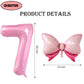 40 Inch Number 7 Balloon With Bow Pink Happy Birthday Jumbo Number Balloon For Girls Daughter Birthday Decorations Party Supplie