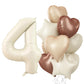 Cream 4 Balloons Decor, Beige Nude Apricot Brown Tan Foil Star Heart Balloons, 40'' White Sand Helium Neutral Number 4 Balloon S